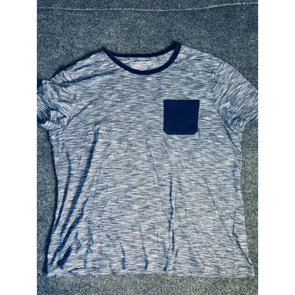 Banana Republic The Essentials‎ Tee Shirt Men's XL Blue Space Dye Short Sleeve